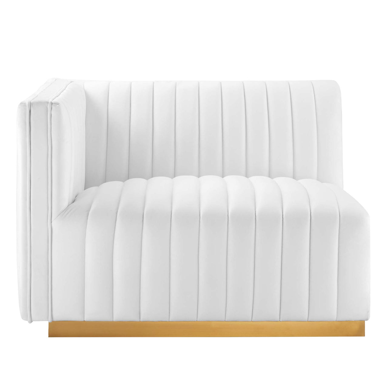 Evoke Velvet Loveseat Sectional, Gold & White