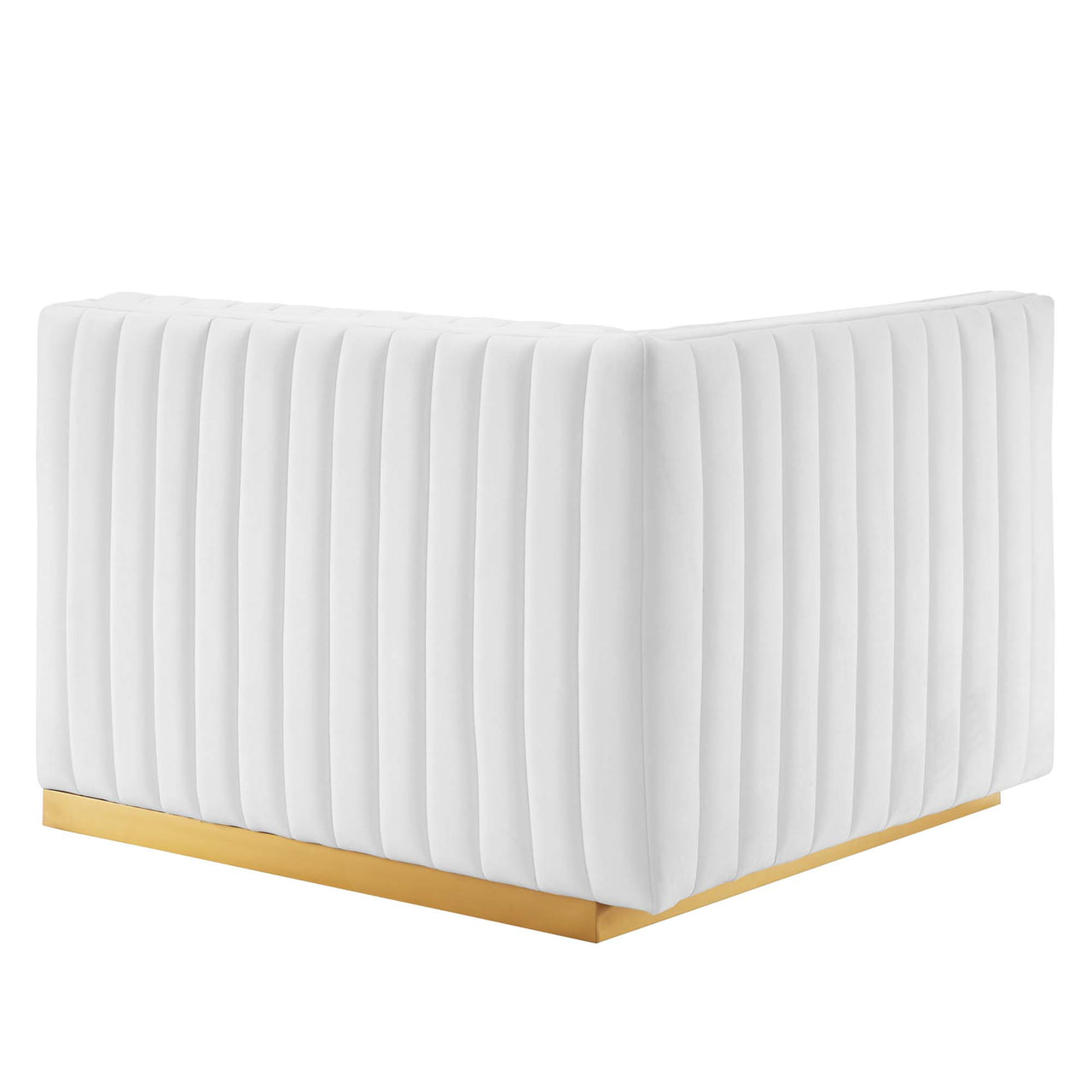 Evoke Velvet Loveseat Sectional, Gold & White