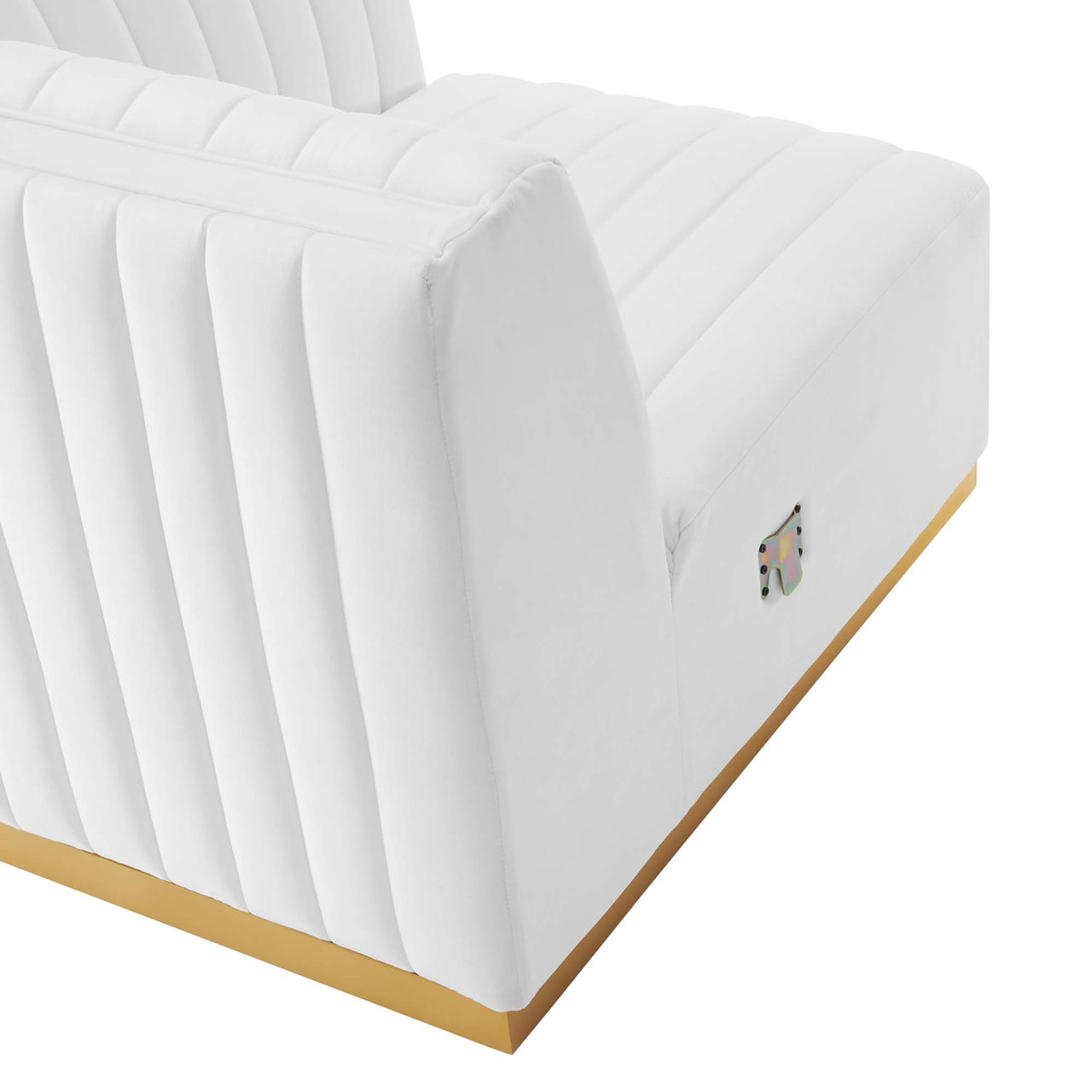 Evoke Velvet Loveseat Sectional, Gold & White