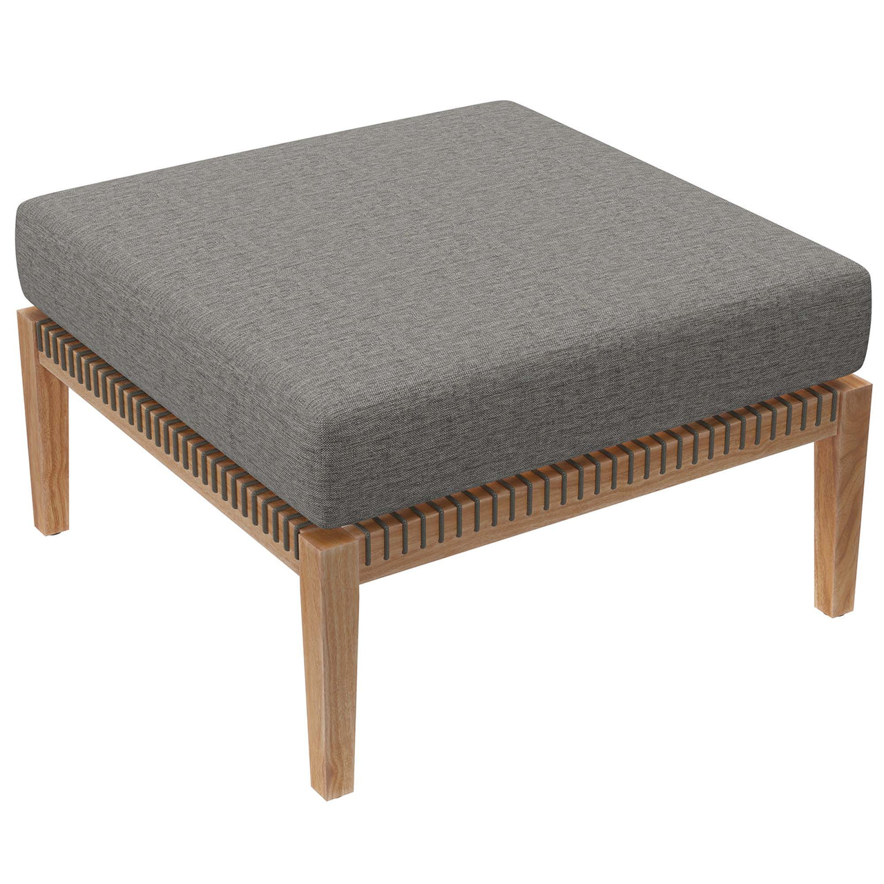 Brightmoor Alfresco Ottoman | Outdoor Modular Sectional Component, Gray & Natural Wood