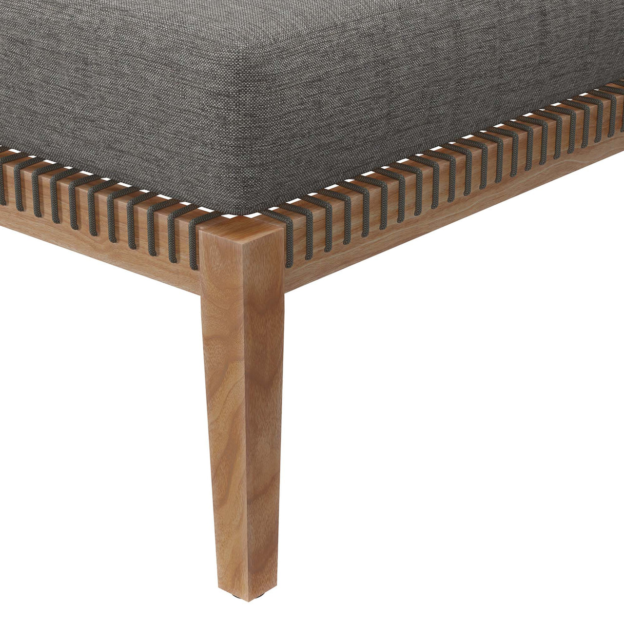 Brightmoor Alfresco Ottoman | Outdoor Modular Sectional Component, Gray & Natural Wood