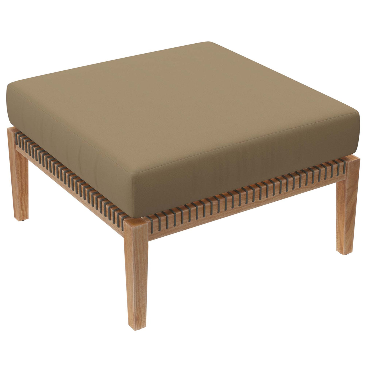 Brightmoor Alfresco Ottoman | Outdoor Modular Sectional Component, Gray & Light Brown