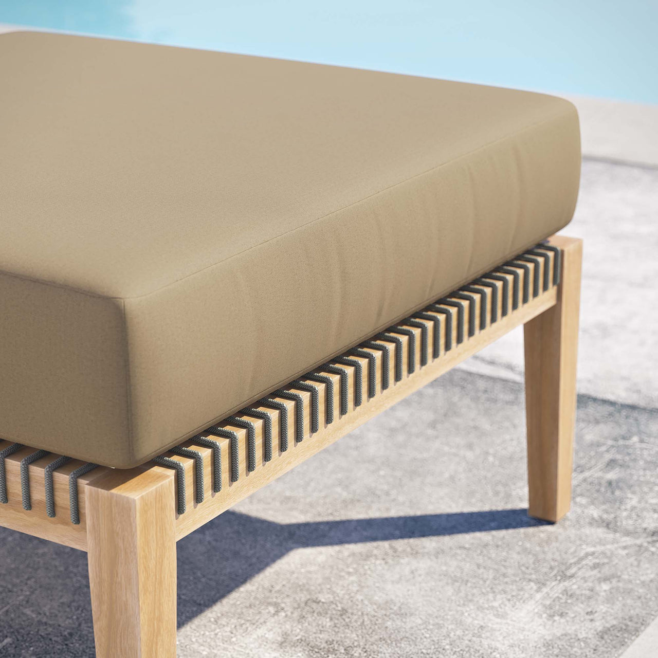 Brightmoor Alfresco Ottoman | Outdoor Modular Sectional Component, Gray & Light Brown