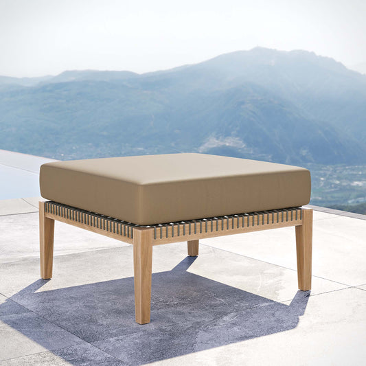 Brightmoor Alfresco Ottoman | Outdoor Modular Sectional Component, Gray & Light Brown