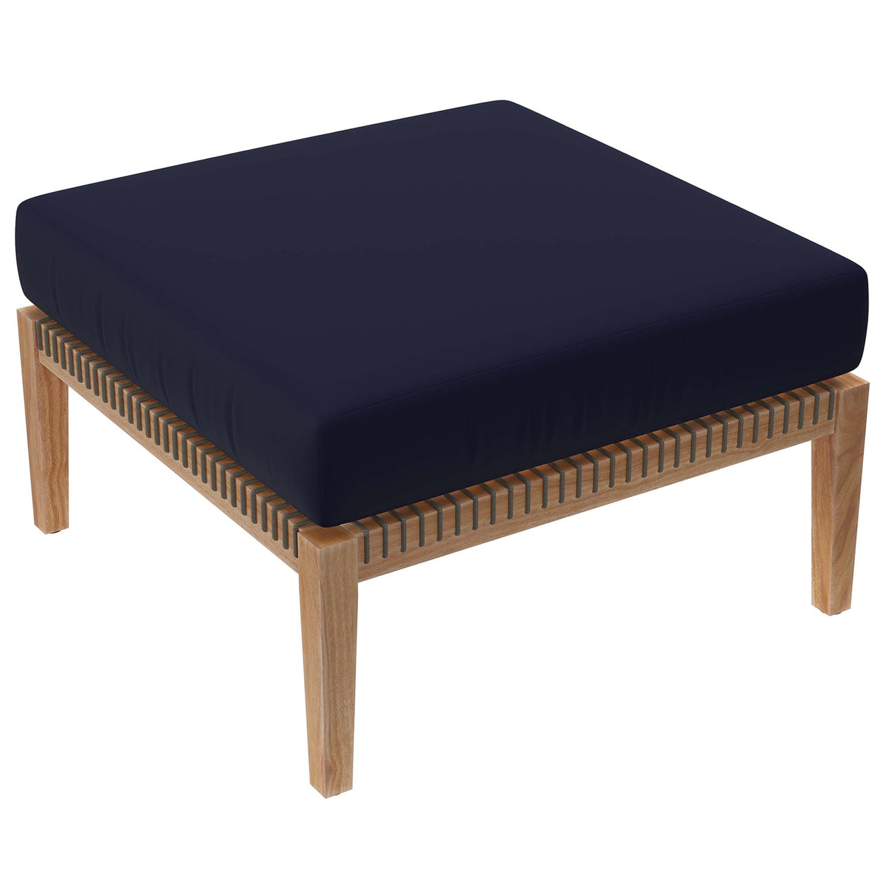 Brightmoor Alfresco Ottoman | Outdoor Modular Sectional Component, Gray & Navy