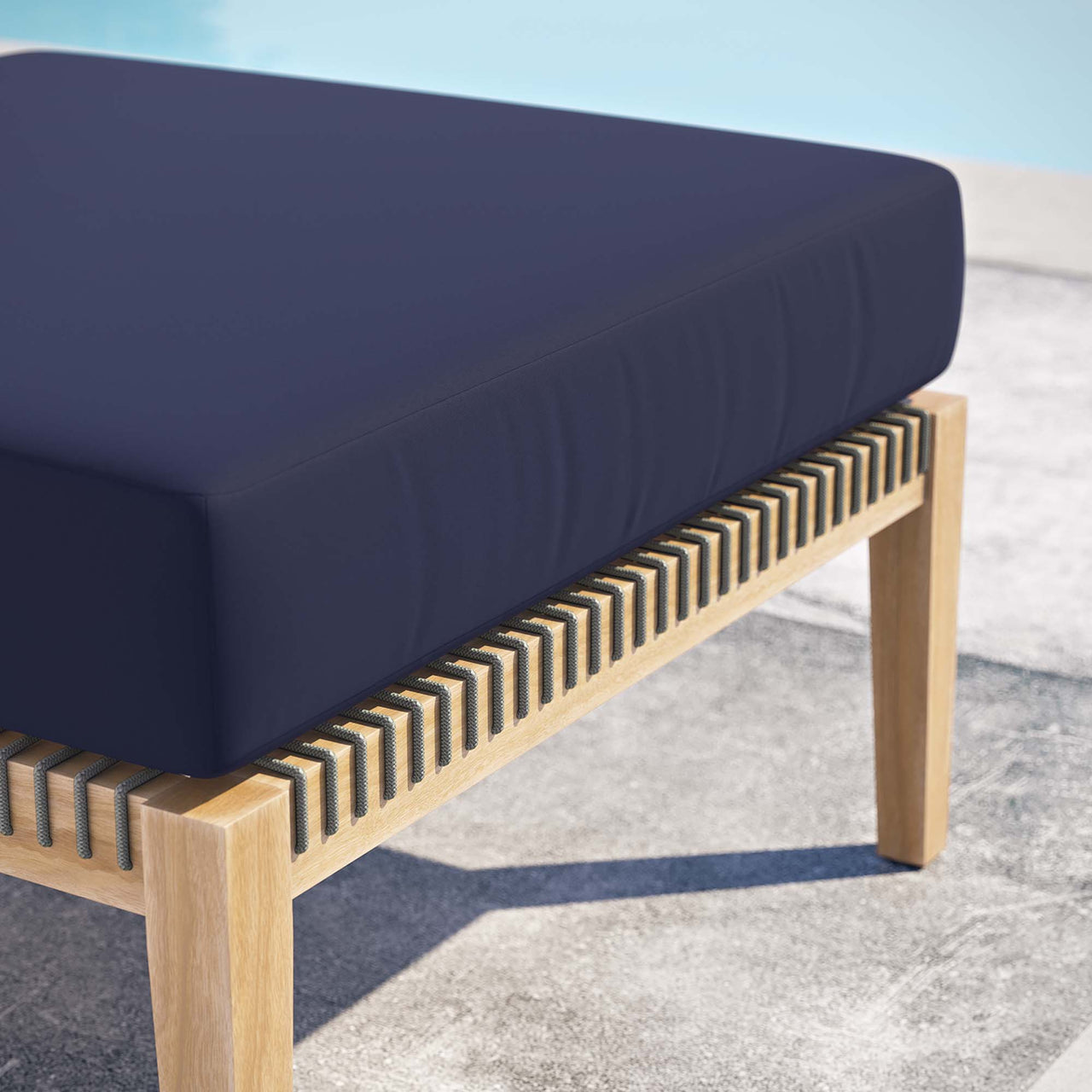 Brightmoor Alfresco Ottoman | Outdoor Modular Sectional Component, Gray & Navy