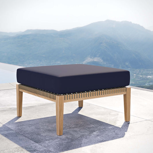 Brightmoor Alfresco Ottoman | Outdoor Modular Sectional Component, Gray & Navy