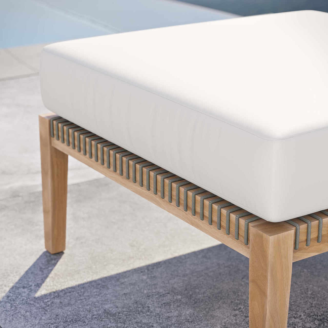 Brightmoor Alfresco Ottoman | Outdoor Modular Sectional Component, Gray & White