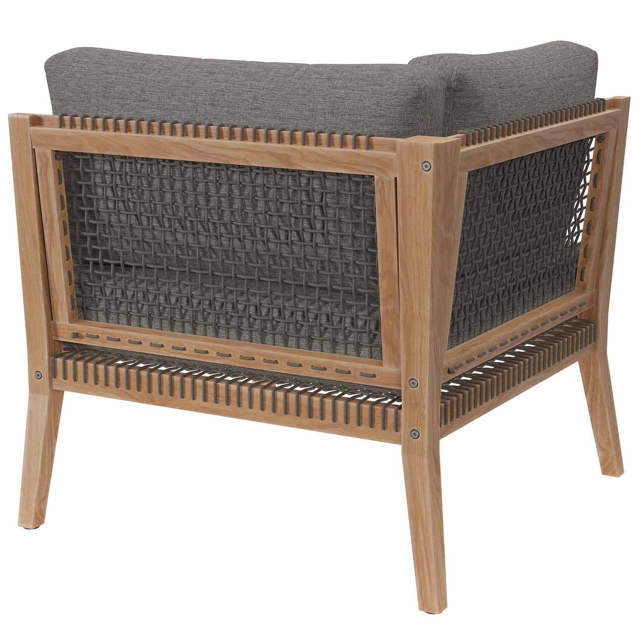 Brightmoor Alfresco Corner Chair | Outdoor Modular Sectional Component, Gray & Natural Wood