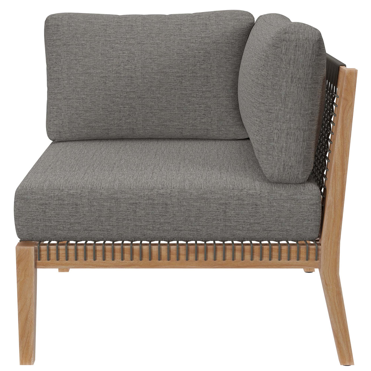 Brightmoor Alfresco Corner Chair | Outdoor Modular Sectional Component, Gray & Natural Wood