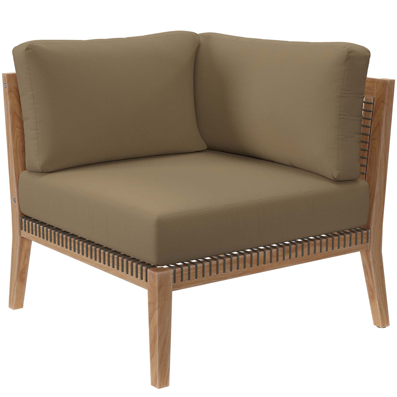 Brightmoor Alfresco Corner Chair | Outdoor Modular Sectional Component, Gray & Light Brown