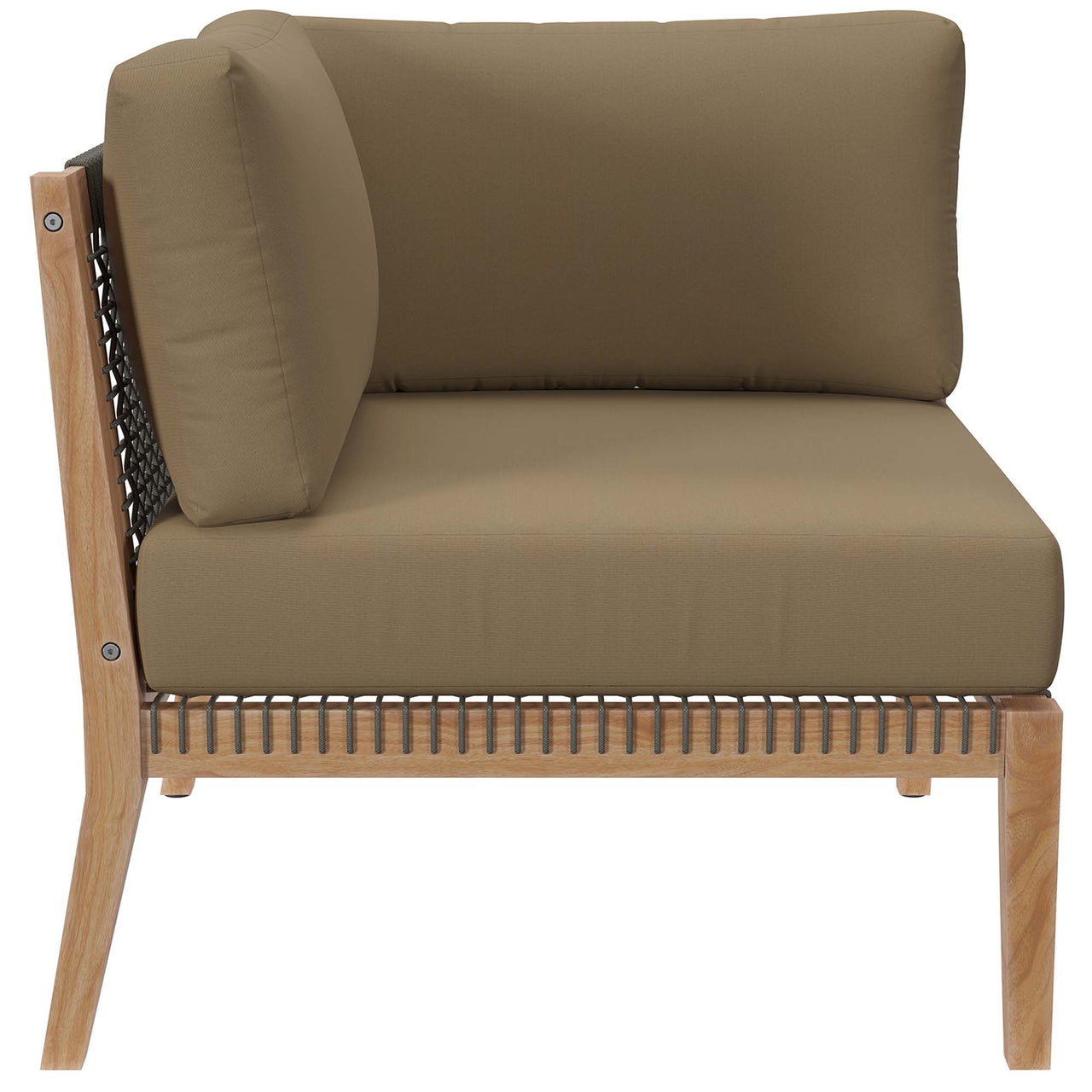 Brightmoor Alfresco Corner Chair | Outdoor Modular Sectional Component, Gray & Light Brown