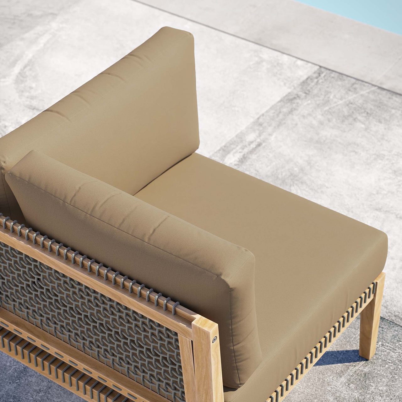 Brightmoor Alfresco Corner Chair | Outdoor Modular Sectional Component, Gray & Light Brown