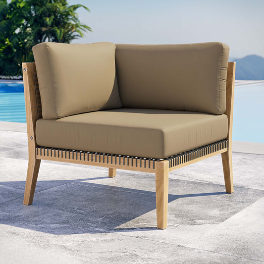 Brightmoor Alfresco Corner Chair | Outdoor Modular Sectional Component, Gray & Light Brown