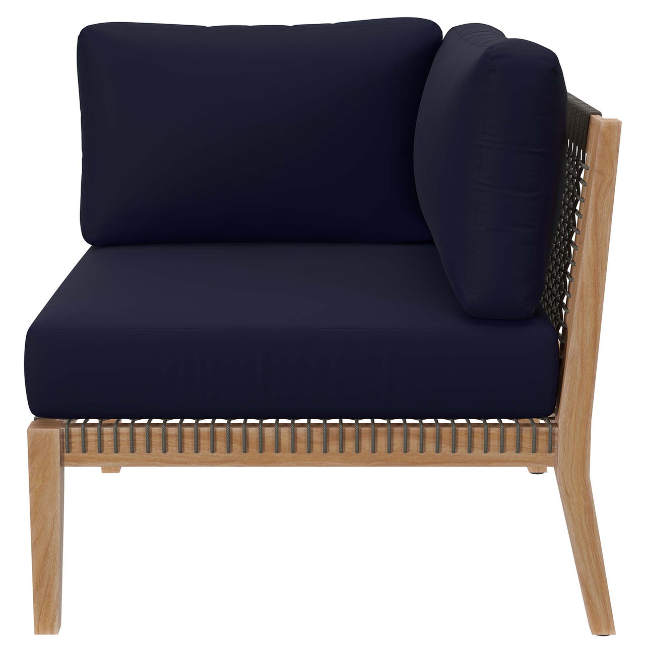 Brightmoor Alfresco Corner Chair | Outdoor Modular Sectional Component, Gray & Navy