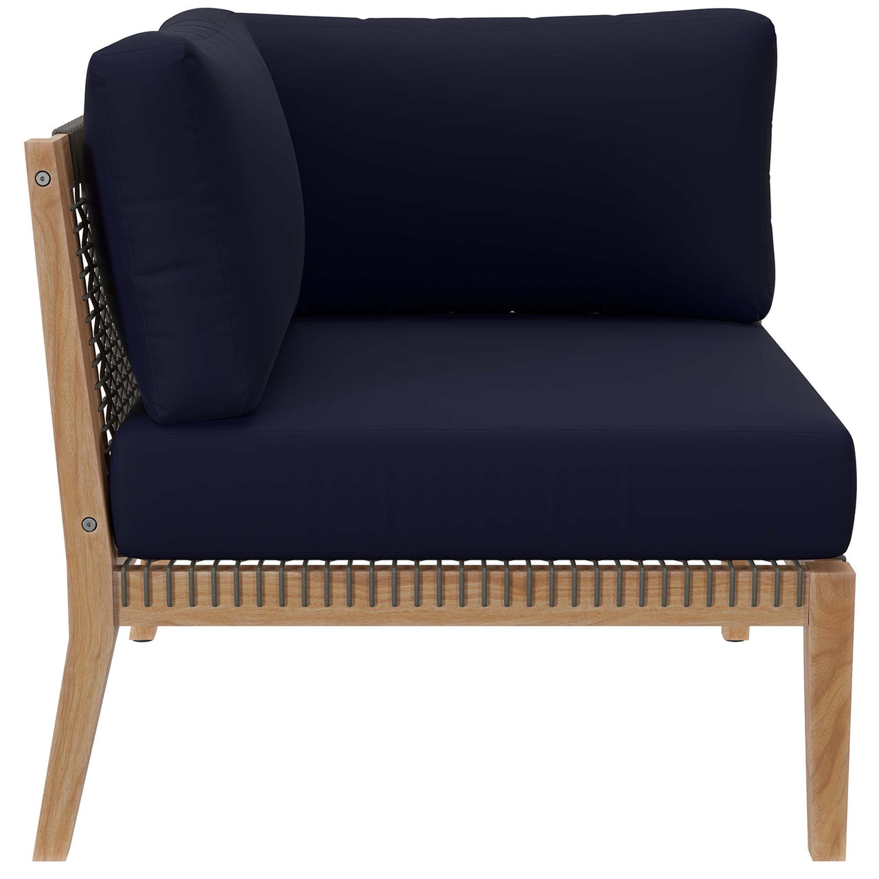 Brightmoor Alfresco Corner Chair | Outdoor Modular Sectional Component, Gray & Navy