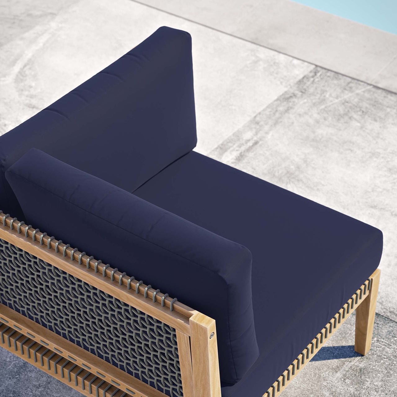 Brightmoor Alfresco Corner Chair | Outdoor Modular Sectional Component, Gray & Navy