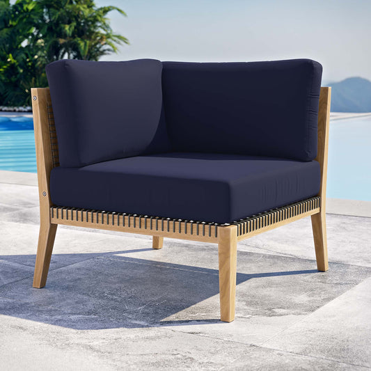 Brightmoor Alfresco Corner Chair | Outdoor Modular Sectional Component, Gray & Navy