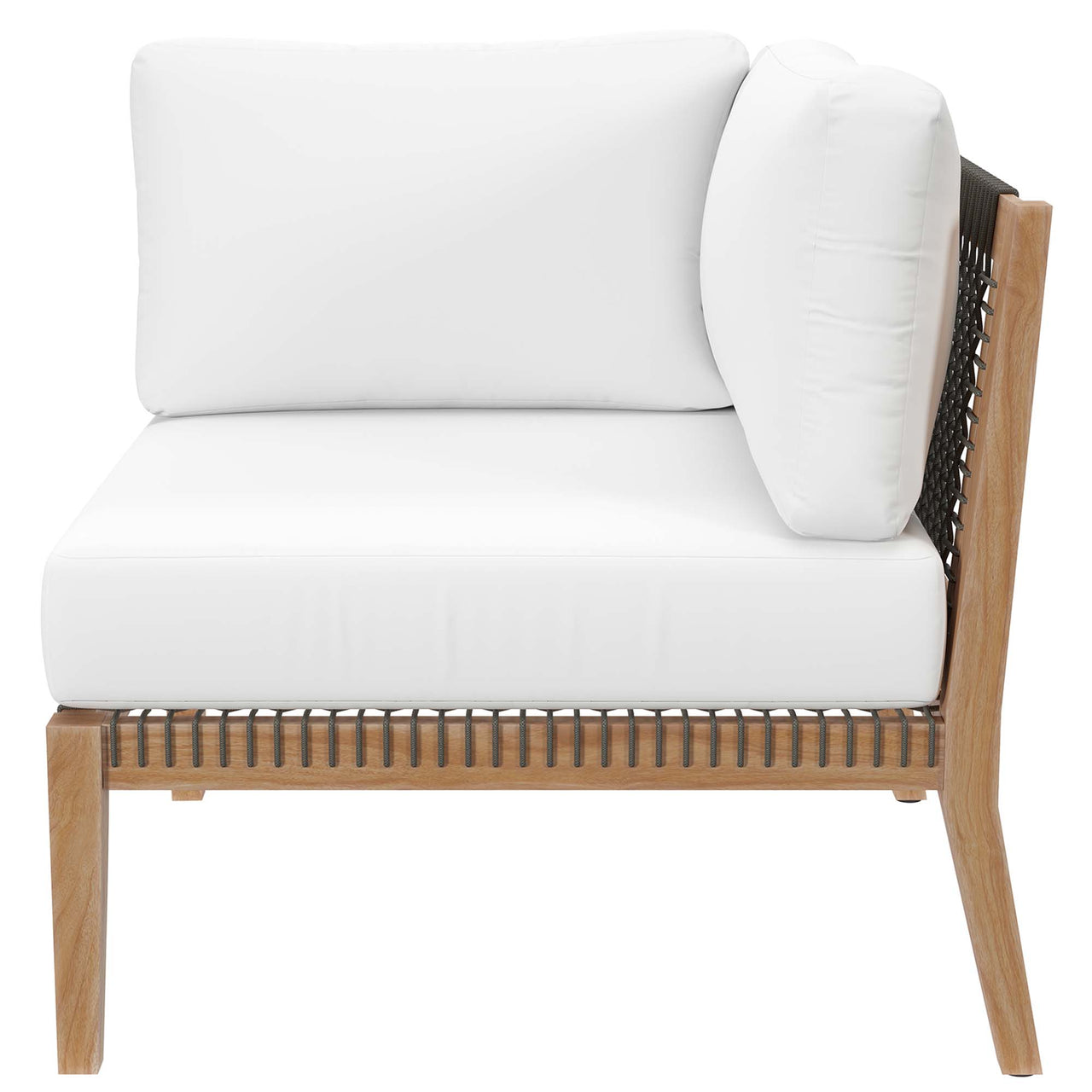 Brightmoor Alfresco Corner Chair | Outdoor Modular Sectional Component, Gray & White