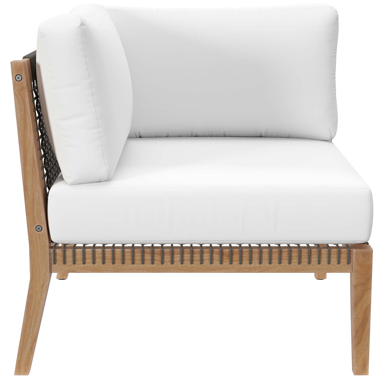 Brightmoor Alfresco Corner Chair | Outdoor Modular Sectional Component, Gray & White