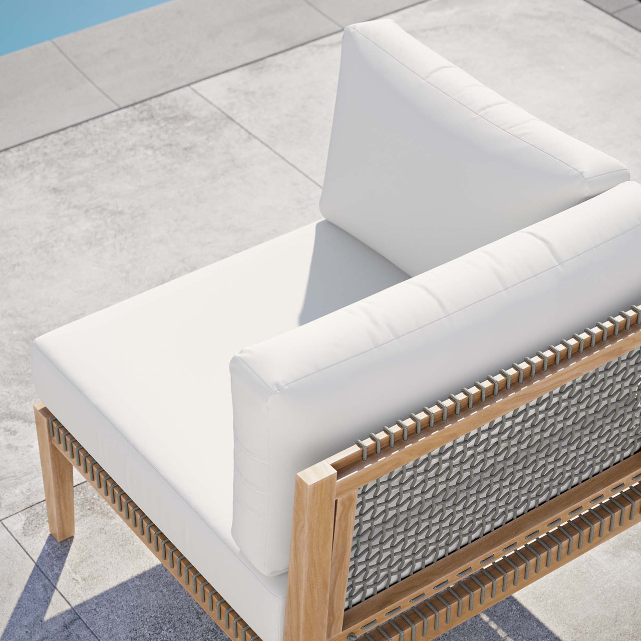Brightmoor Alfresco Corner Chair | Outdoor Modular Sectional Component, Gray & White