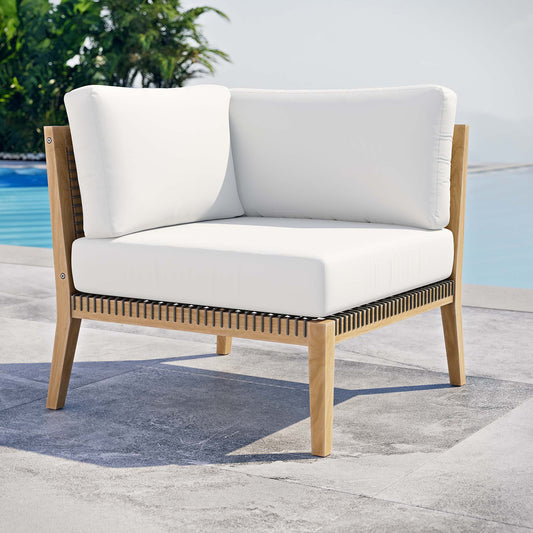 Brightmoor Alfresco Corner Chair | Outdoor Modular Sectional Component, Gray & White