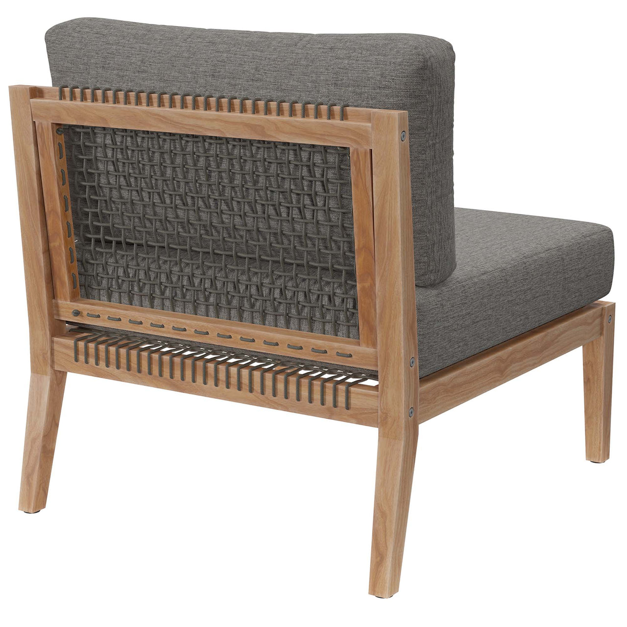 Brightmoor Alfresco Armless Chair | Outdoor Modular Sectional Component, Gray & Natural Wood