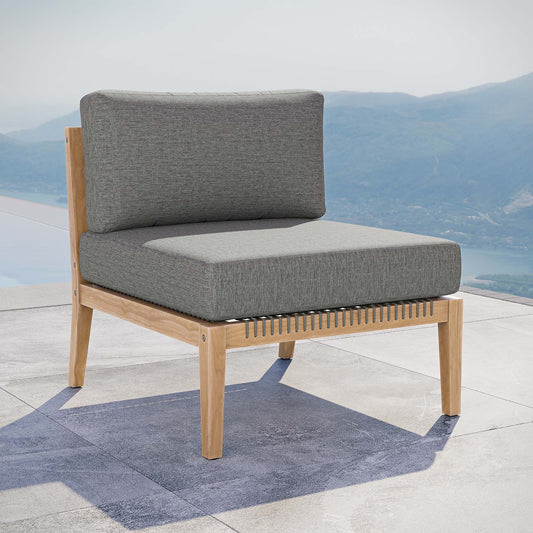 Brightmoor Alfresco Armless Chair | Outdoor Modular Sectional Component, Gray & Natural Wood
