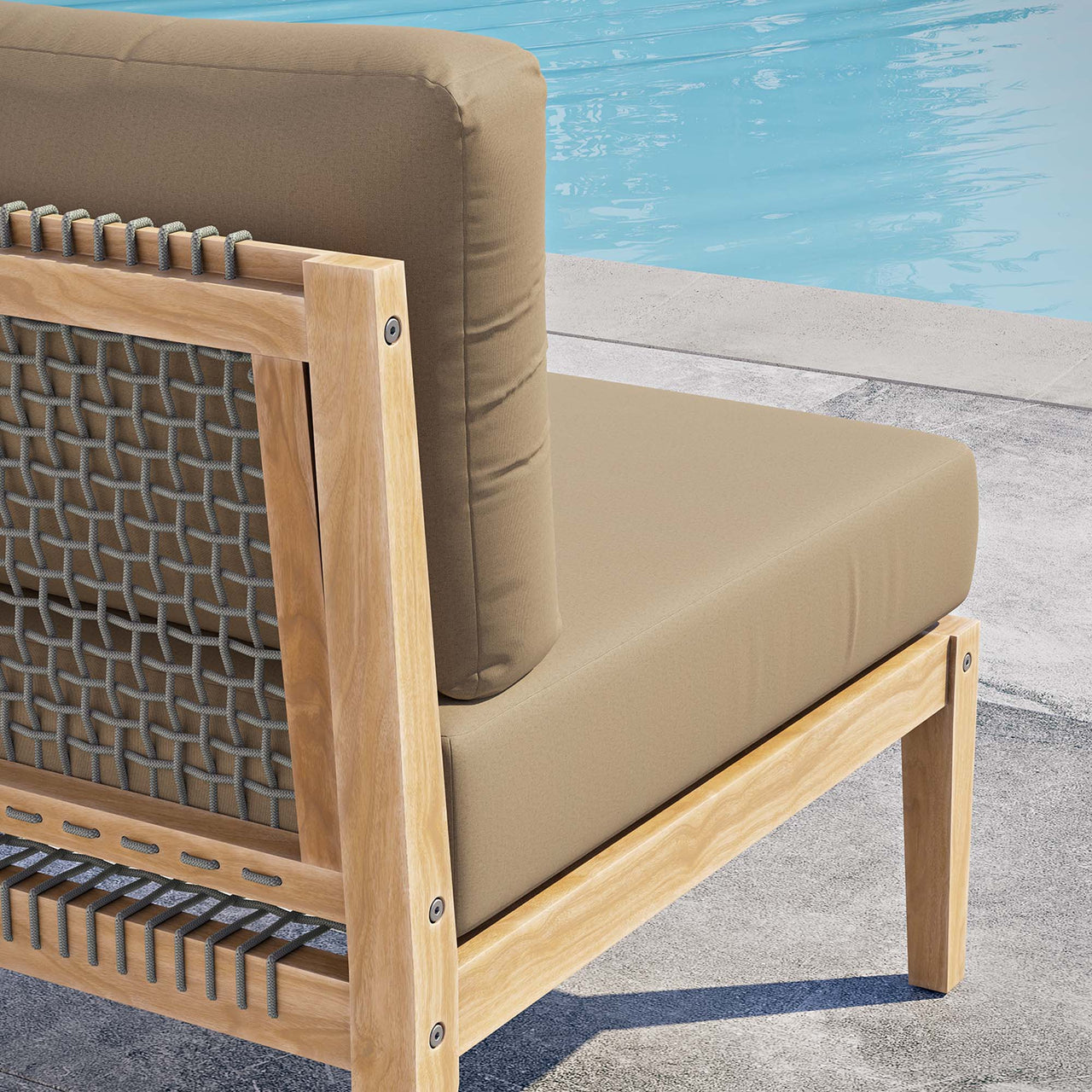 Brightmoor Alfresco Armless Chair | Outdoor Modular Sectional Component, Gray & Light Brown