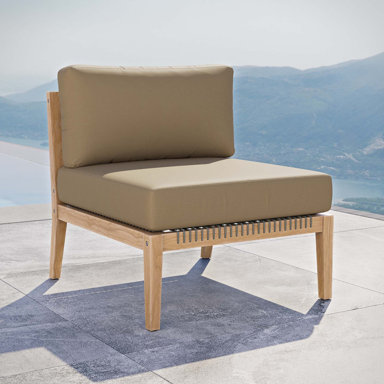 Brightmoor Alfresco Armless Chair | Outdoor Modular Sectional Component, Gray & Light Brown