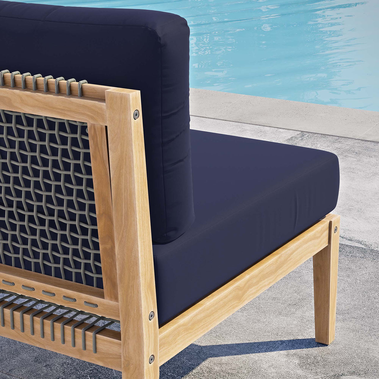 Brightmoor Alfresco Armless Chair | Outdoor Modular Sectional Component, Gray & Navy