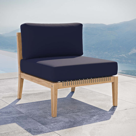 Brightmoor Alfresco Armless Chair | Outdoor Modular Sectional Component, Gray & Navy