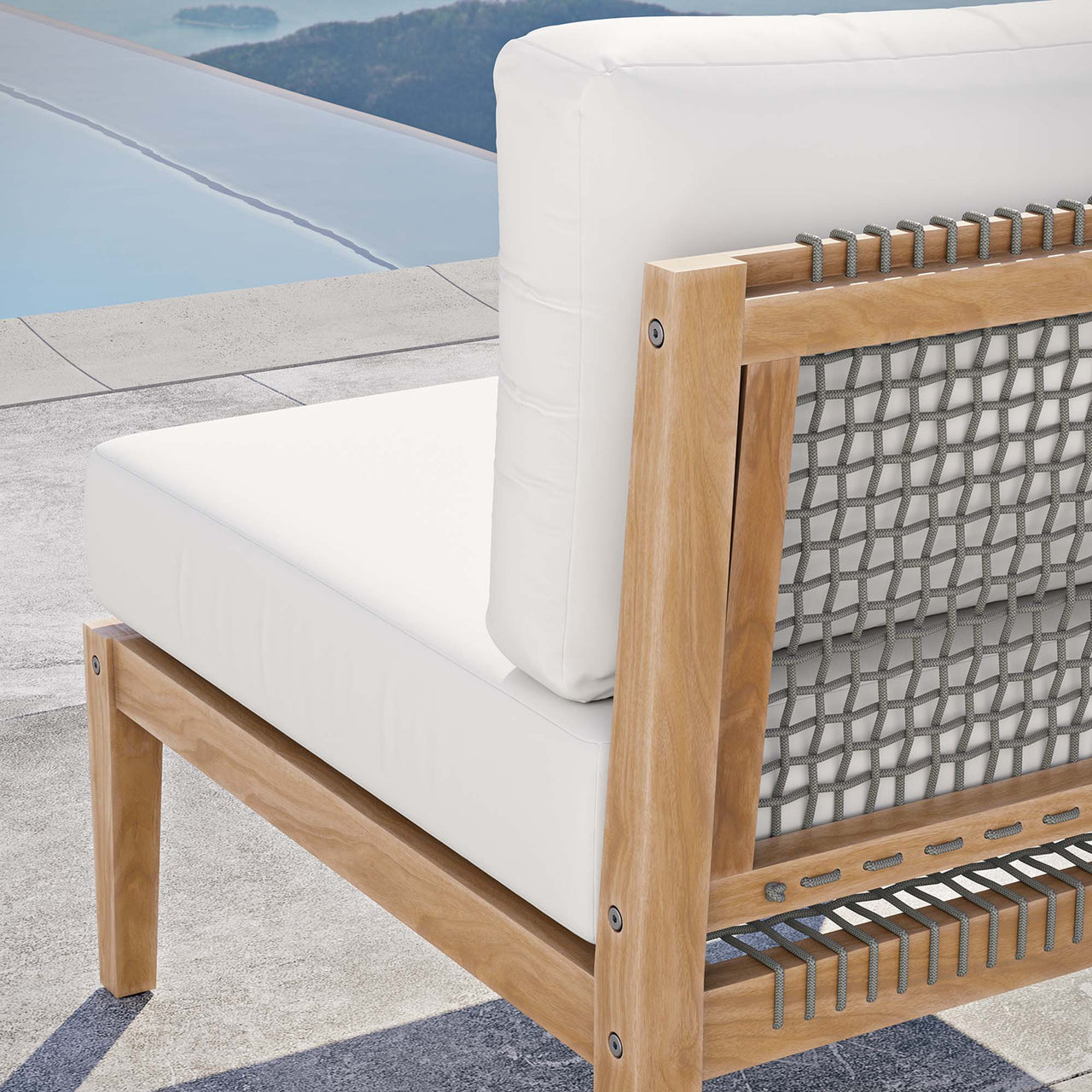 Brightmoor Alfresco Armless Chair | Outdoor Modular Sectional Component, Gray & White