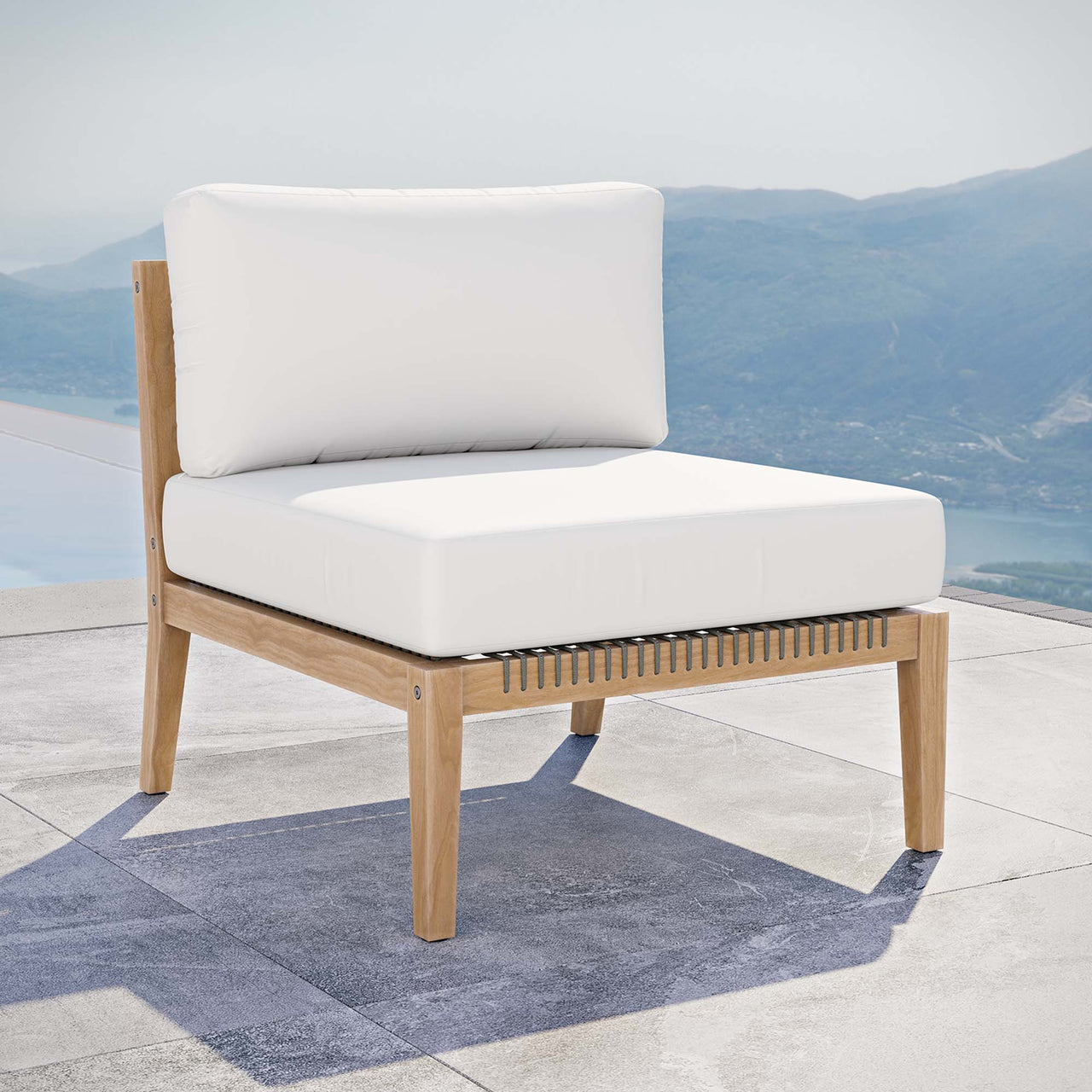 Brightmoor Alfresco Armless Chair | Outdoor Modular Sectional Component, Gray & White