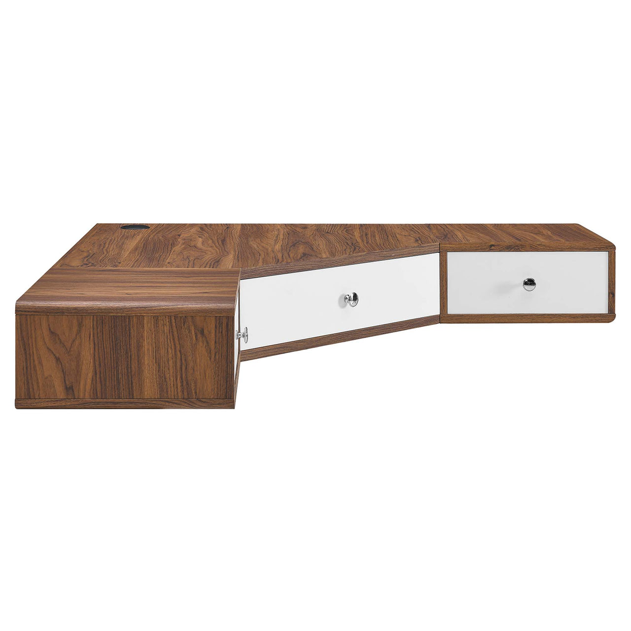 Erisen Floating Corner Desk, Small, Walnut & White