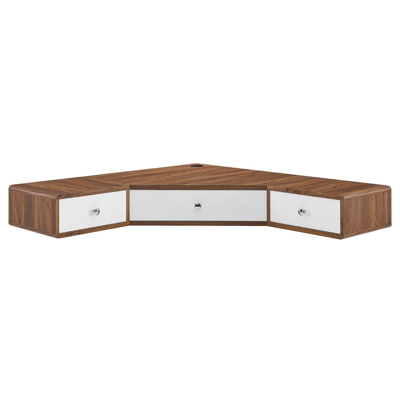 Erisen Floating Corner Desk, Small, Walnut & White