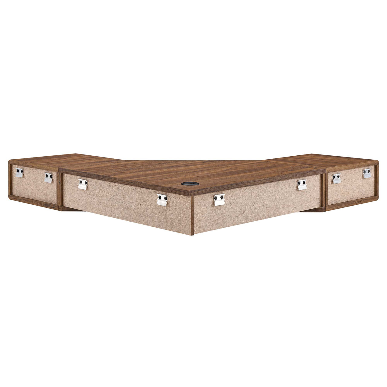 Erisen Floating Corner Desk, Small, Walnut & White