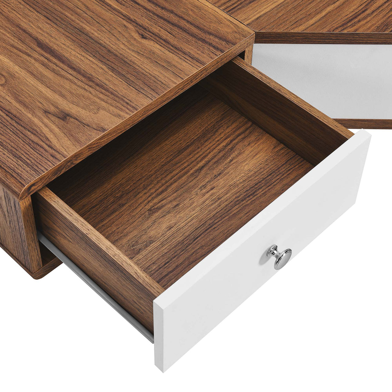 Erisen Floating Corner Desk, Small, Walnut & White