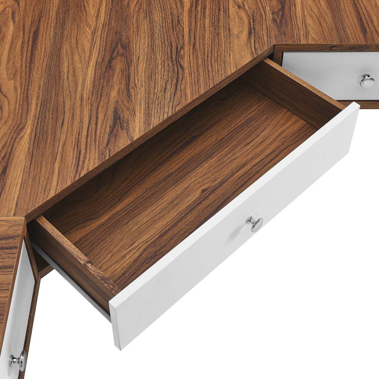 Erisen Floating Corner Desk, Small, Walnut & White