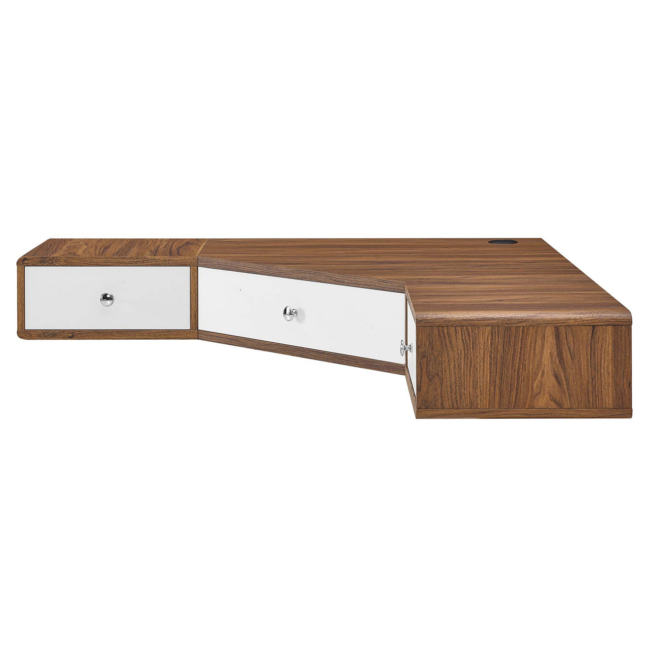 Erisen Floating Corner Desk, Small, Walnut & White