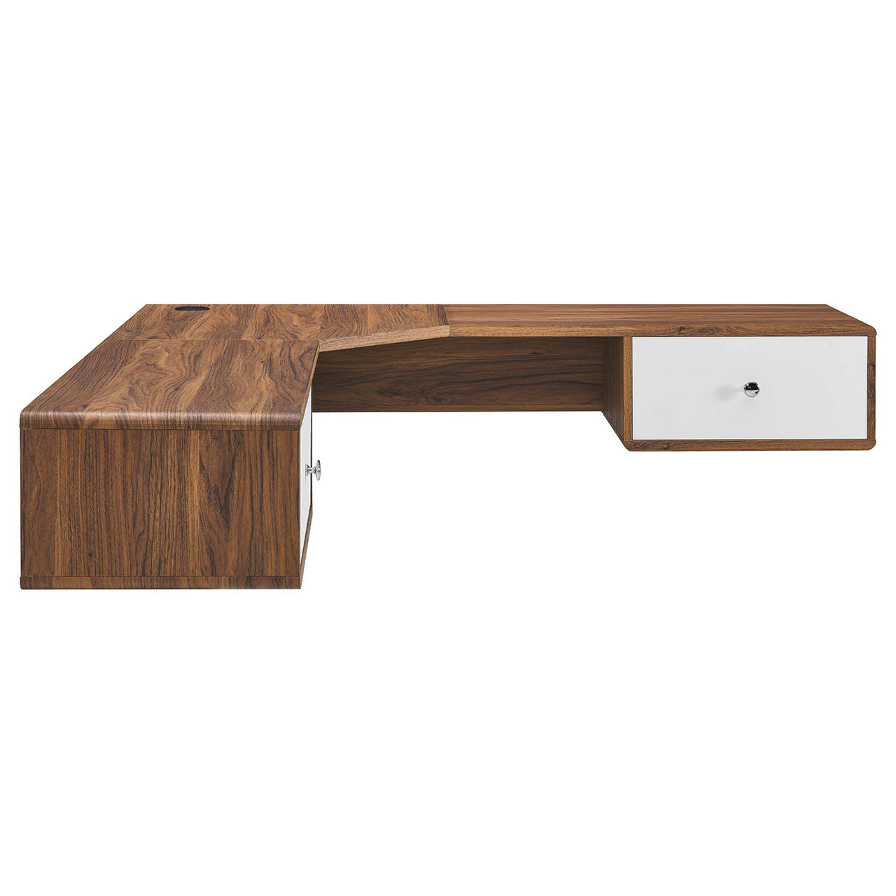 Erisen Floating Corner Desk, Large, Walnut & White