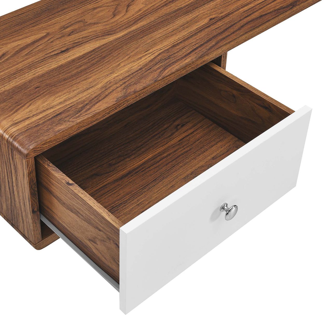 Erisen Floating Corner Desk, Large, Walnut & White