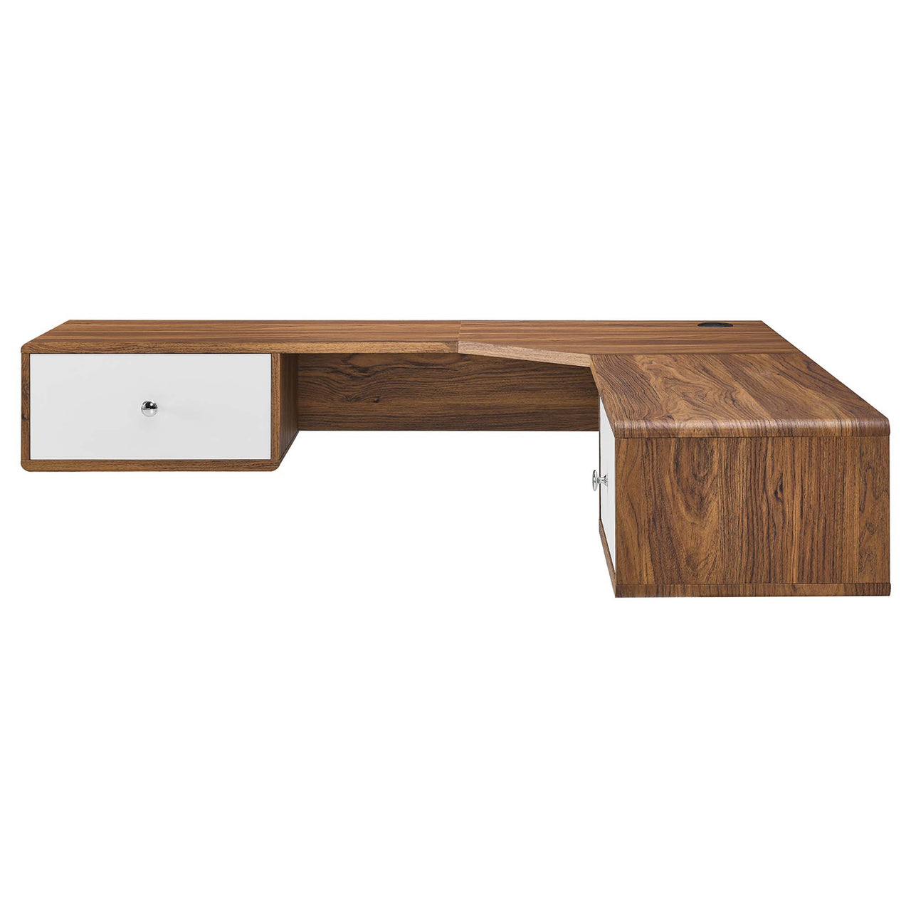 Erisen Floating Corner Desk, Large, Walnut & White