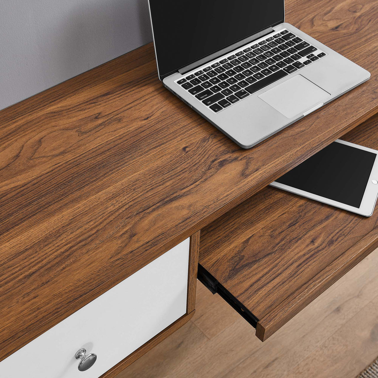 Erisen Floating Desk, Walnut & White