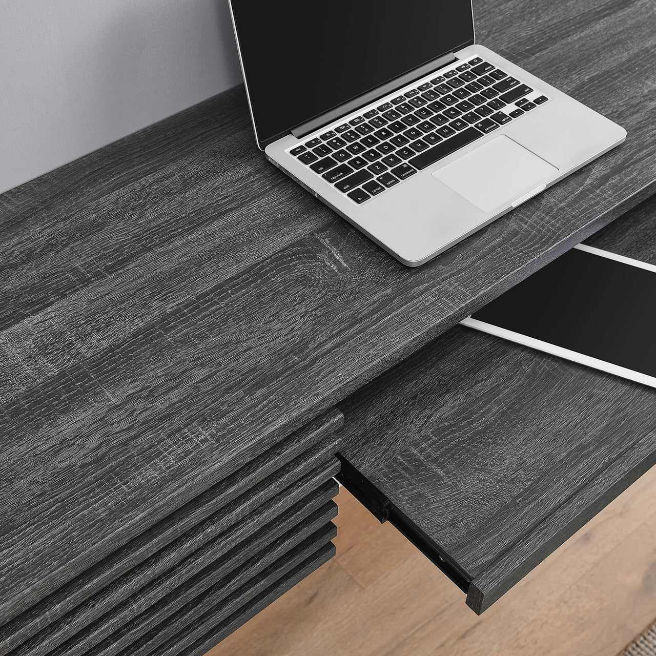 Ventra Wall Mount Wood Office Desk, Charcoal