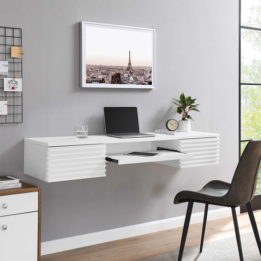 Ventra Wall Mount Wood Office Desk, White