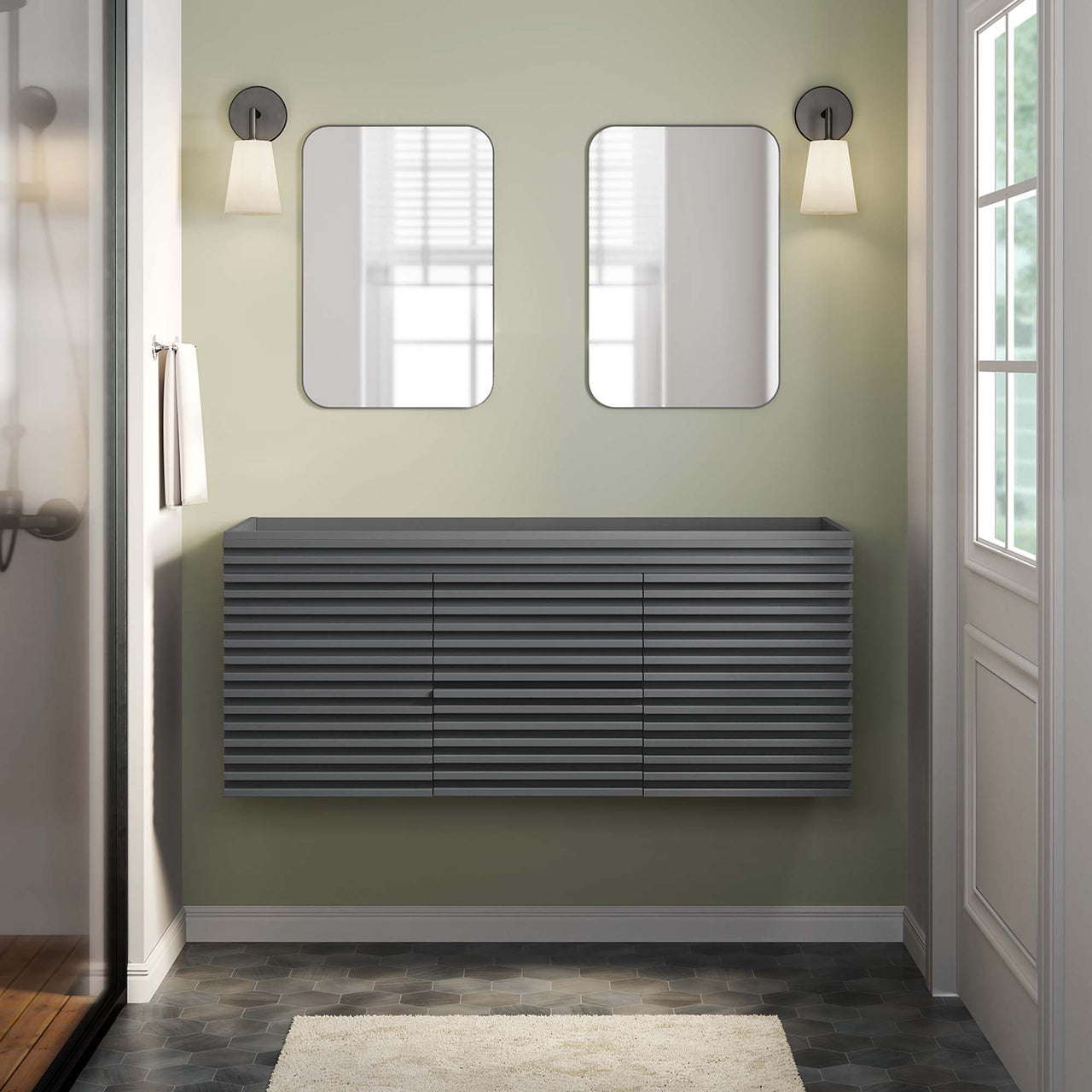 Ventra Vanity Base with Storage (Double Sink Compatible), Extra Large, Gray