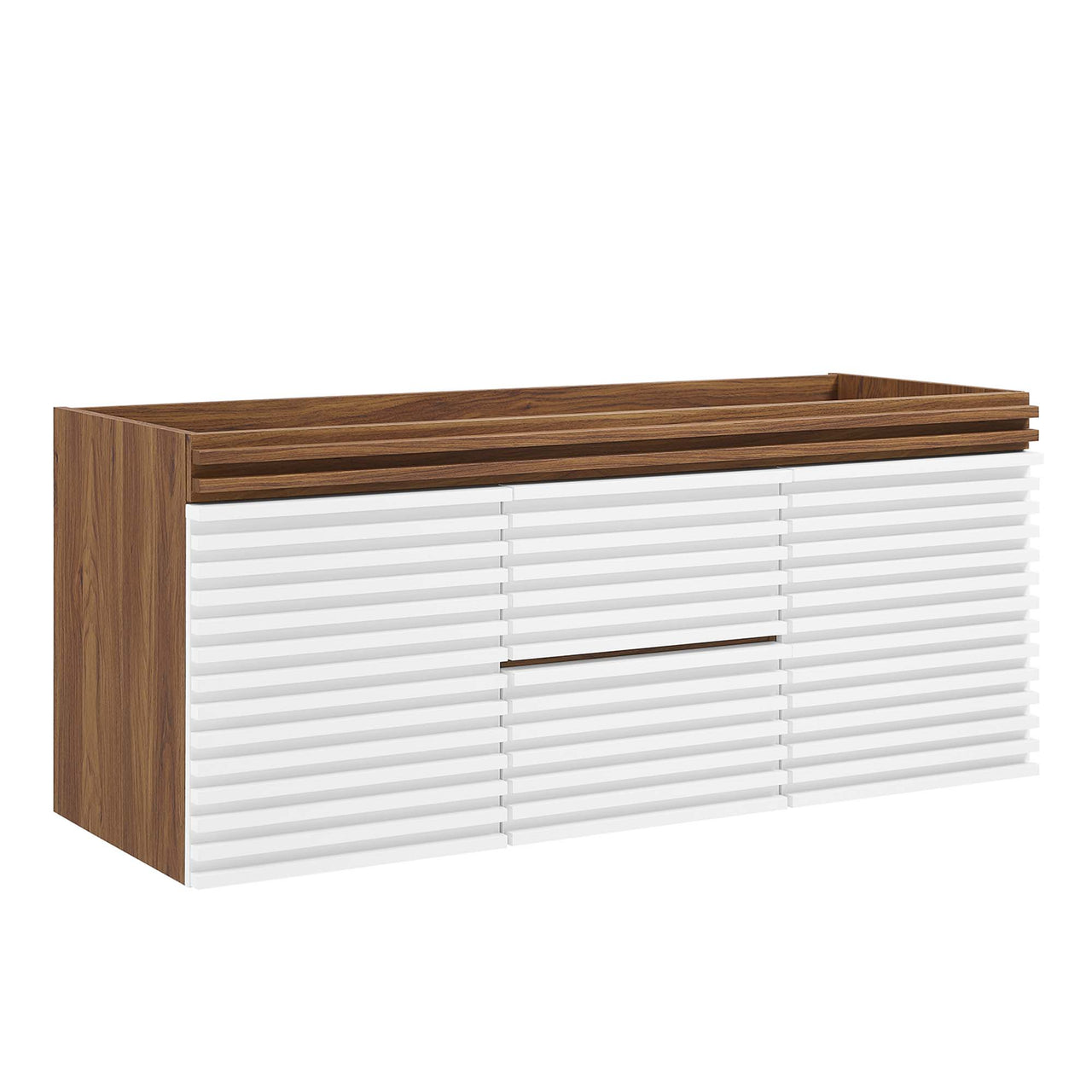 Ventra Vanity Base with Storage (Double Sink Compatible), Extra Large, White & Walnut