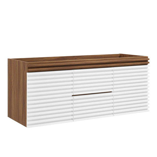 Ventra Vanity Base with Storage (Double Sink Compatible), Extra Large, White & Walnut