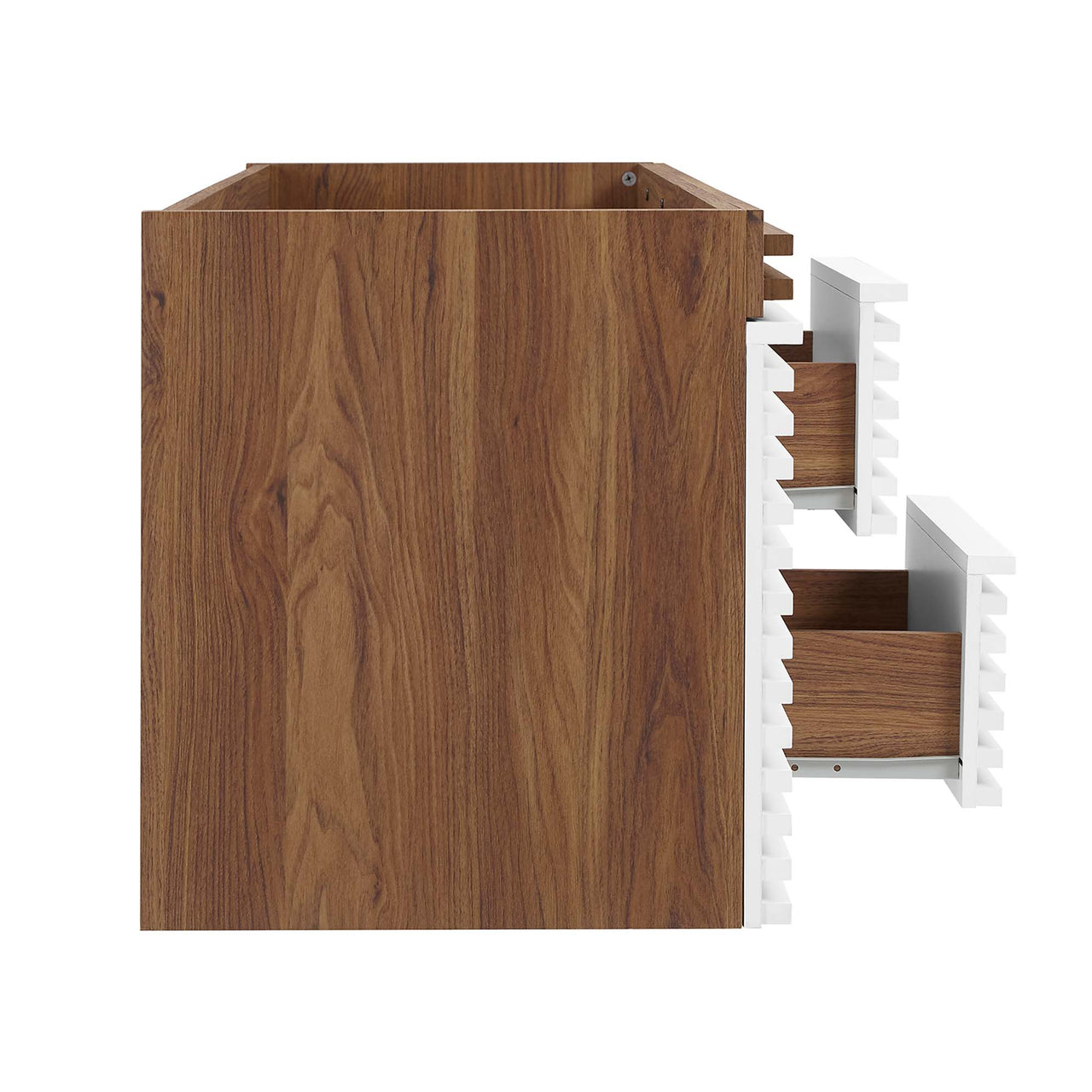 Ventra Vanity Base with Storage (Double Sink Compatible), Extra Large, White & Walnut